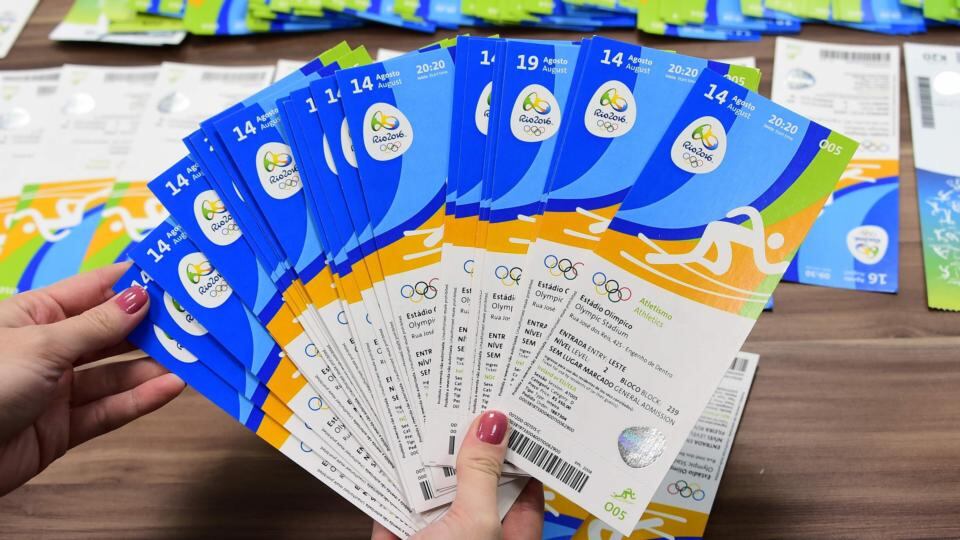 Suspected gouging: Brazilian police show Olympic tickets allocated to the Olympic Council of Ireland that they say they found in the possession of Kevin Mallon of THG. Photograph: Tasso Marcelo/AFP/Getty