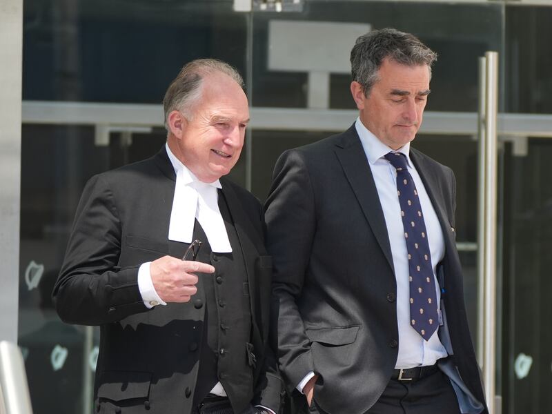 Brendan Grehan, left, and solicitor Eddie Burke outside Central Criminal Court in Dublin. Photograph: Niall Carson/PA Wire