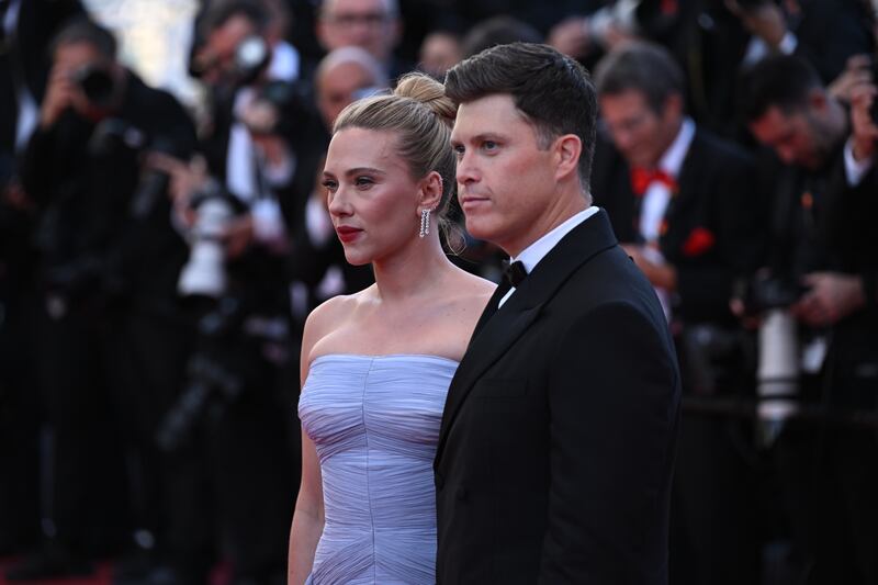 Scarlett Johansson with husband Colin Jost at the Cannes Film Festival. Photograph: Doug Peters/PA Wire