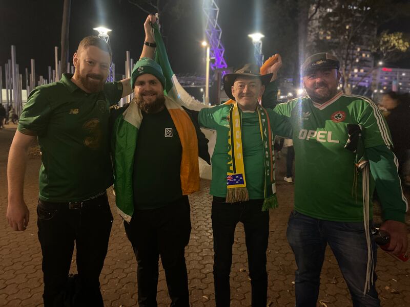 Women's World Cup in Sydney: Sean Quinn, John Quinn, Conor Murphy and friend.
