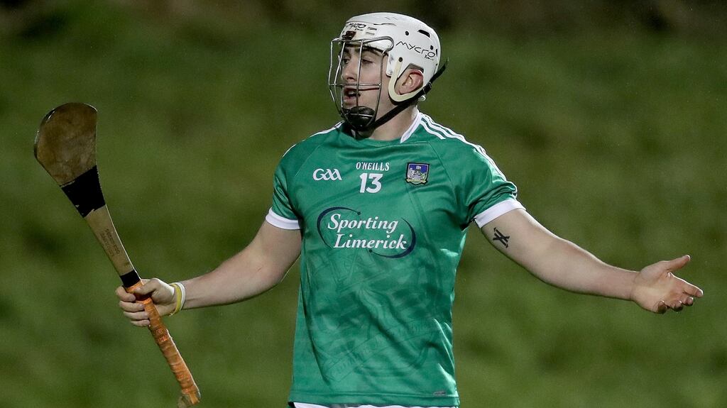 Limerick’s Aaron Gillane scored a goal in their Allianz Hurling League Division 1B trouncing of Antrim. Photo: Oisin Keniry/Inpho
