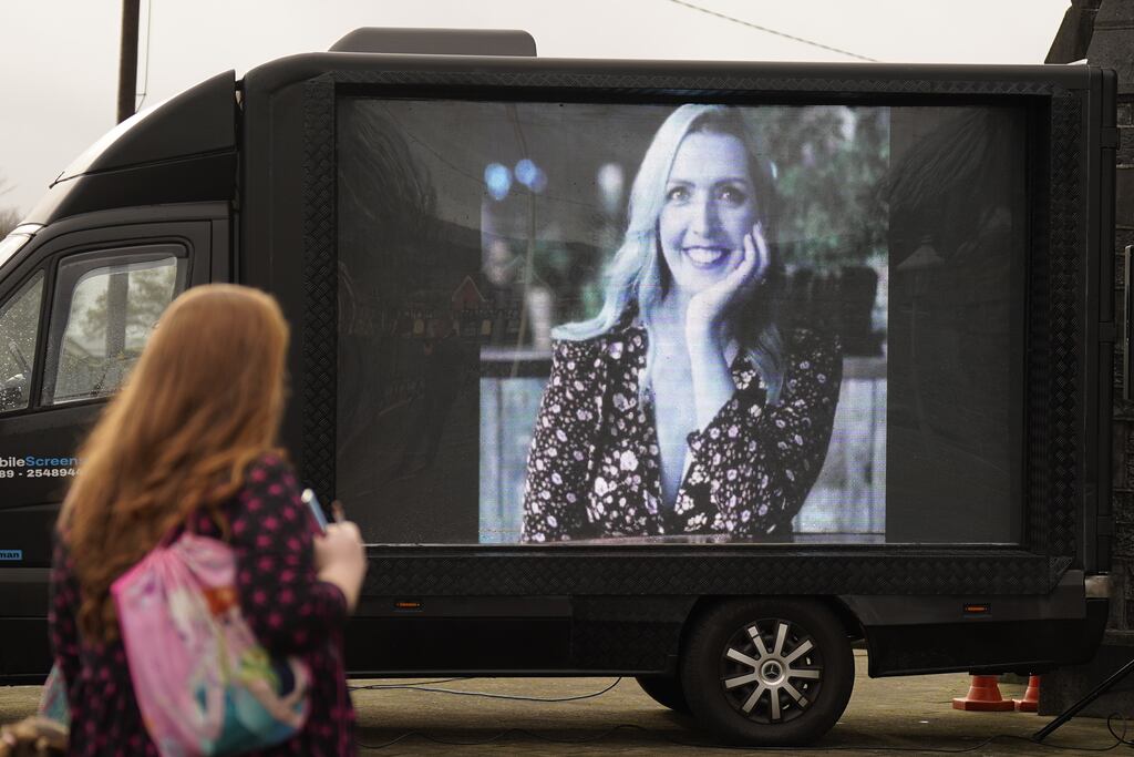 Mourners arrive for a memorial celebration for Vicky Phelan at the Church of the Assumption, Mooncoin, Co Kilkenny. Photograph: PA Wire