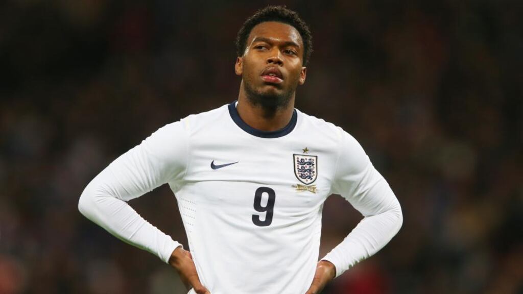 Daniel Sturridge during the friendly against Germany at Wembley where he played 90 minutes with a thigh problem.