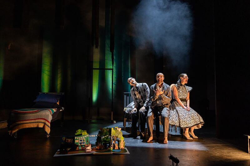 The well-balanced ensemble cast effectively edges closer and closer to a manic, dread-laden, theatrical Rubik’s cube. Photograph: Melissa Gordon