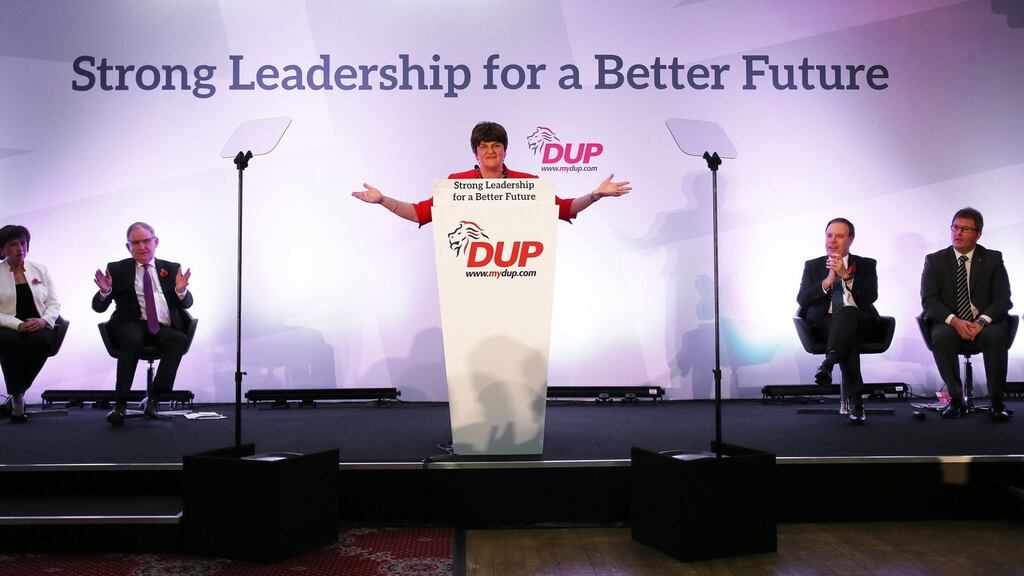 Northern Ireland First Minister Arlene Foster addresses  the DUP annual conference on Saturday. As Foster knows only too well, trade with the EU is more important to the North’s economy than it may be for other UK regions. Photograph: Niall Carson/PA Wire