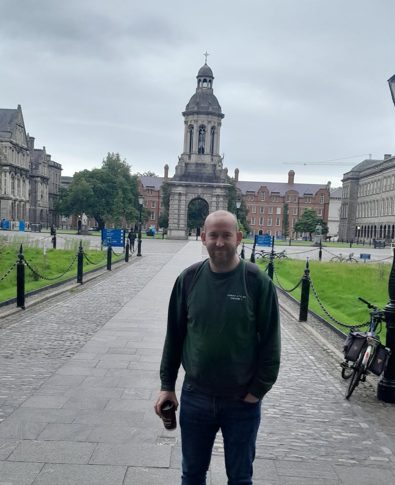 Sam Dobbins, who is studying to become a teacher at Trinity College, lives with his wife in Ashbourne, Co Meath.