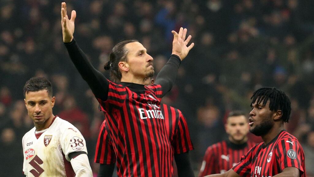 Zlatan Ibrahimovic: the AC Milan striker knows all about the pressures of the Milan derby having played for both clubs in the fixture – six times for Inter and five times for Milan. Photograph: Matteoo Bazzi/EPA