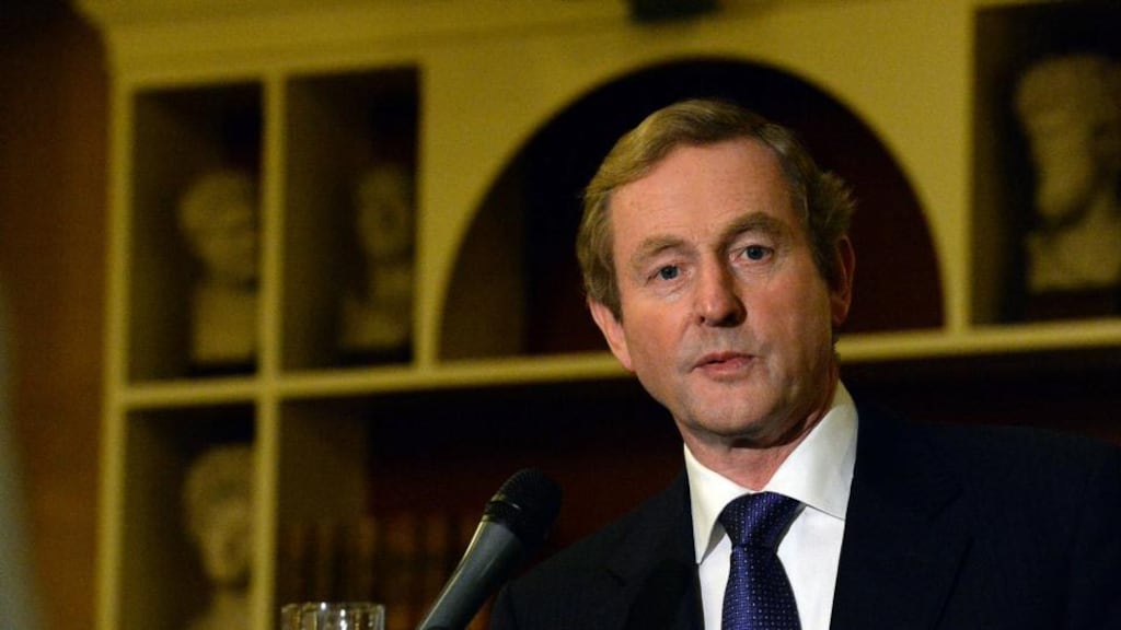 ‘Surely, however, even the Taoiseach was aware of the irony of his words on Wednesday night, when he went from one of his disgraceful performances in the Dáil over the McNulty affair to launch a biography of TK Whitaker, and lauded Whitaker’s “deeply principled morality”, and his public service “that transformed a country”.’ Above, Enda Kenny at the book launch of Dr TK Whitaker: A Portrait of a Patriot by Anne Chambers. Photograph: Cyril Byrne / THE IRISH TIMES