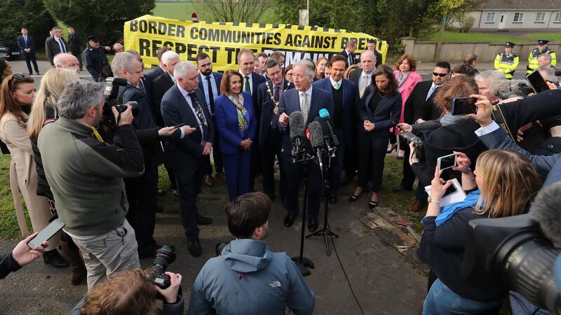 Nancy Pelosi holds a press conference at Bridgened in Co Donegal with congressman Richard Neal as part of her four-day visit to Ireland and Northern Ireland. Photograph: PA