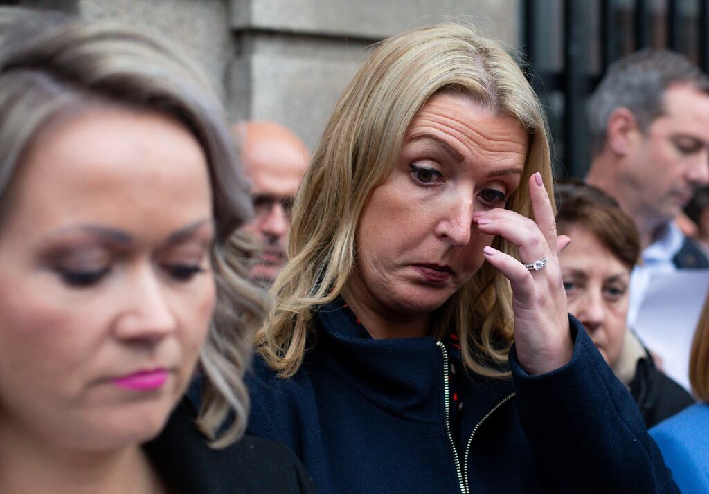 Vicky Phelan (right) and campaigner Lorraine Walsh pictured addressing the media in 2019. Photograph: Tom Honan for The Irish Times.