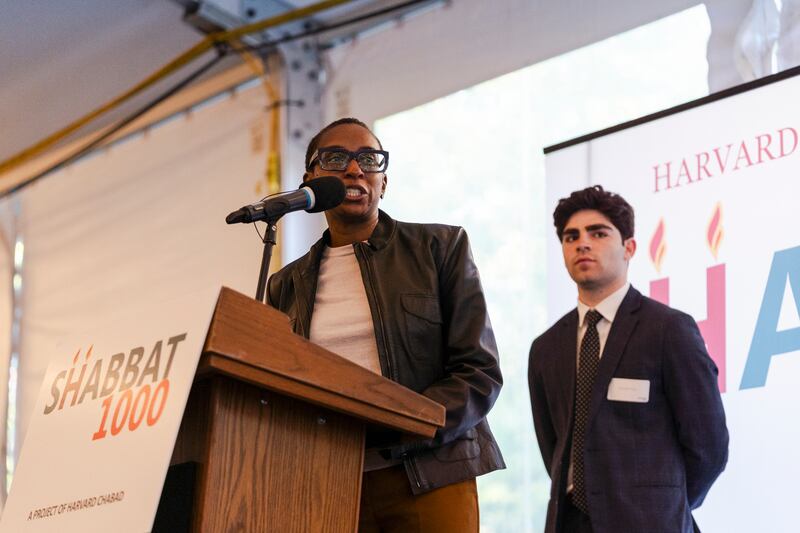 FILE — Harvard University President Claudine Gay speaking at a Shabbat service held in solidarity with Israel, at Harvard University in Cambridge, Mass. on Oct. 13, 2023. Amid plagiarism allegations and a backlash to campus antisemitism, Claudine Gay became an avatar for broader criticisms of academia. (Sophie Park/The New York Times)