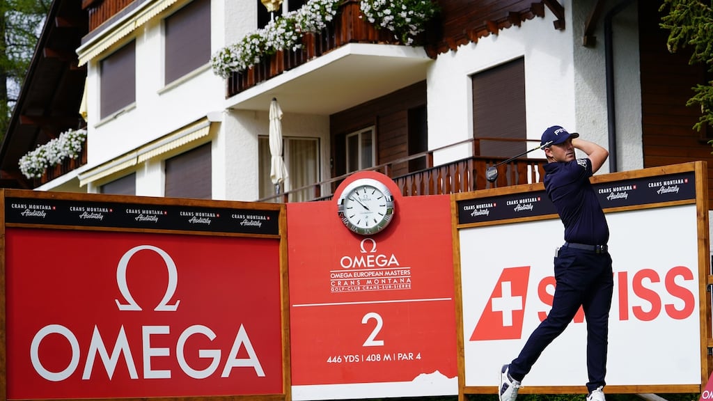 Matt Wallace of England plays a shot during the first round of the Omega European Masters at Crans-sur-Sierre Golf Club. Photo: Stuart Franklin/Getty Images
