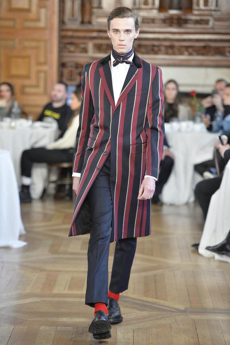 Cricket stripes as evening wear for the modern dandy by Daniel Kearns for Kent & Curwen a/w 2019