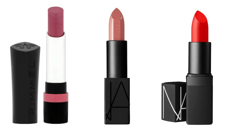Rimmel The Only 1 Lipstick in Naughty Nude; Nars Semi-Matte Lipstick in Heatwave; Nars Audacious Lipstick in Raquel