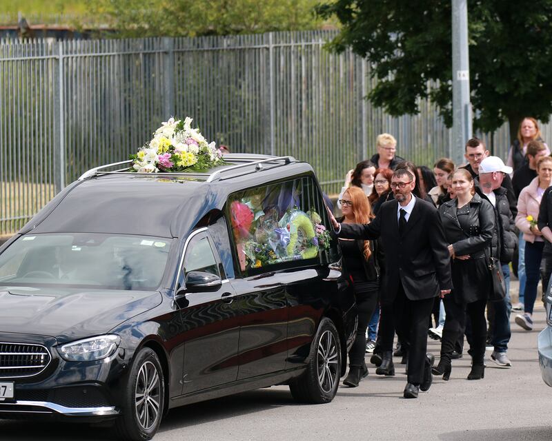 The funeral procession leaves the church after Mass. Photograph: Brendan Gleeson