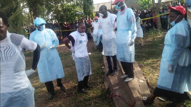 Red Cross volunteers during a rescue operation near Lake Victoria in Tanzania. Photograph: Tanzania Red Cross