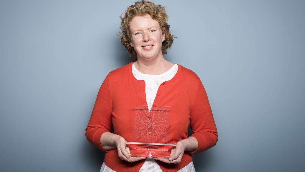 Suzanne O’Sullivan with the Wellcome award for her book on psychosomatic illness. Photograph: Thomas SG Farnetti
