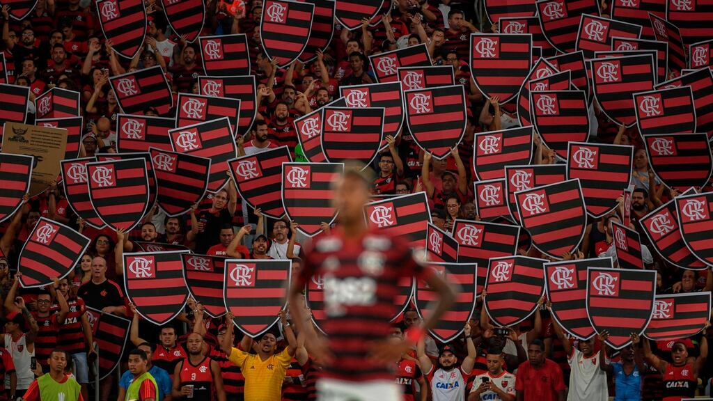 Brazil’s Flamengo team supporters at Maracana stadium in Rio de Janeiro, Brazil. Photograph: Mauro Pimentel / AFP