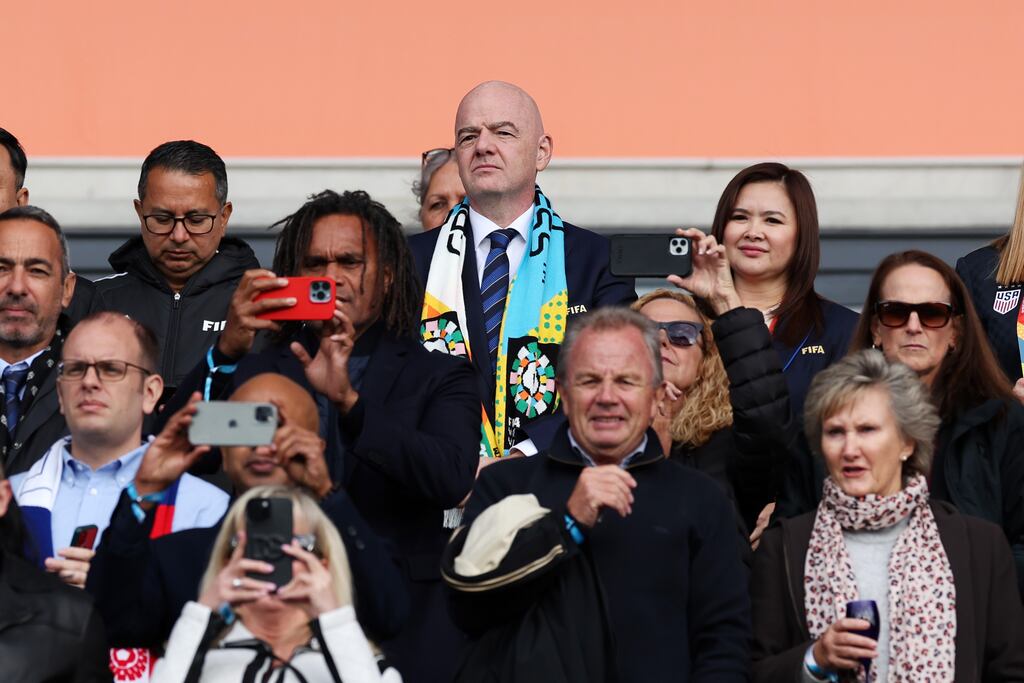 Fifa president Gianni Infantino at the Women's World Cup Group E game between USA and Vietnam at Eden Park in Auckland. Photograph: Phil Walter/Getty Images