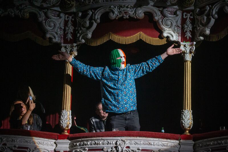 Kneecap: DJ Próvaí acts as a demented ringleader. Photograph: Tom Honan