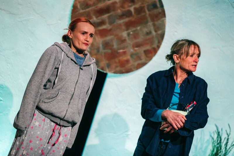 Beth Crame and Zoe Lambert in scene from Lasagna, written by Catrina McHugh and performed by Open Clasp theatre group. Vanessa says: "When you’re sitting there and you’re watching it, you know which bit is yours. Those are my words. People are listening to what I’m saying. I’m being heard. It’s, like, magical.” Photograph: Vonfox Promotions