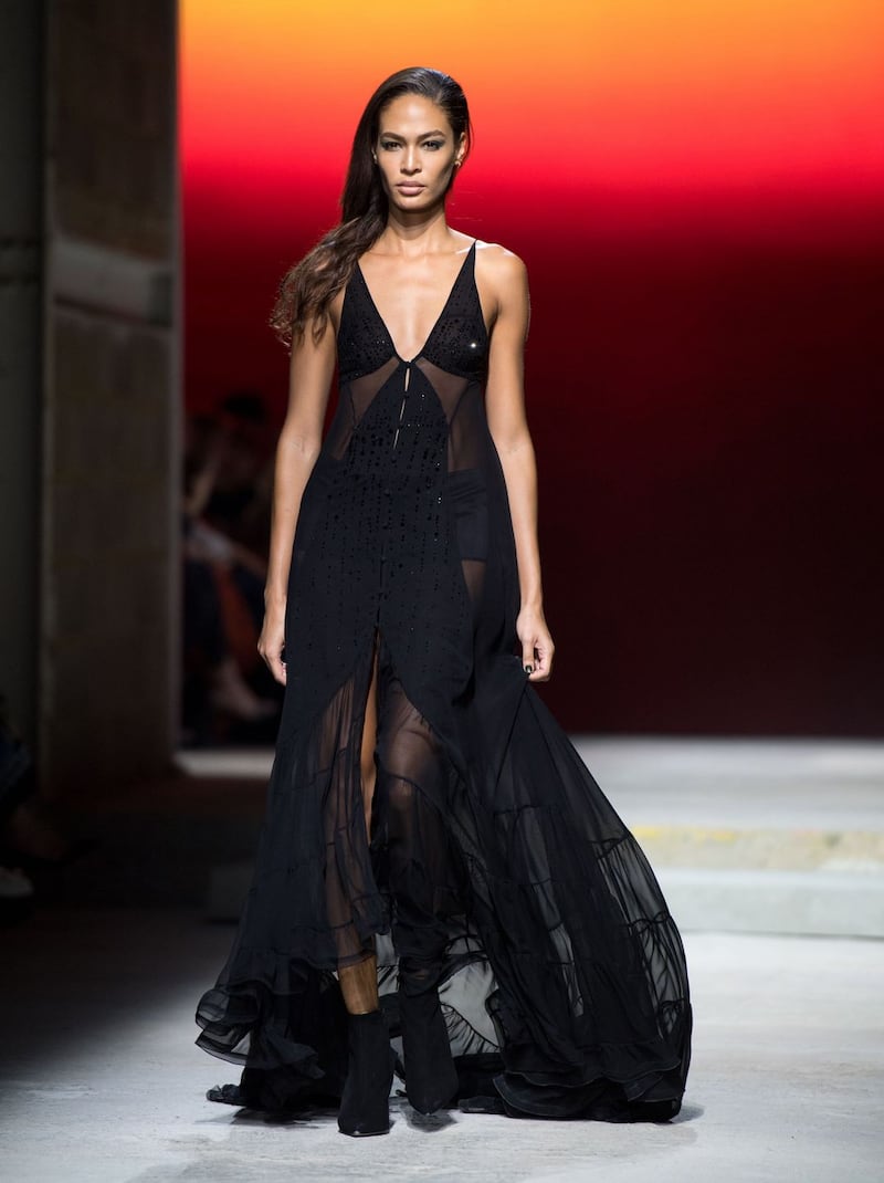 A model presents a creation by TOPSHOP during a catwalk show for the Spring/Summer 2018 collection on the third day of The London Fashion Week Women’s in London on September 17th, 2017. Photograph: Chris Ratcliffe/AFP/Getty Images