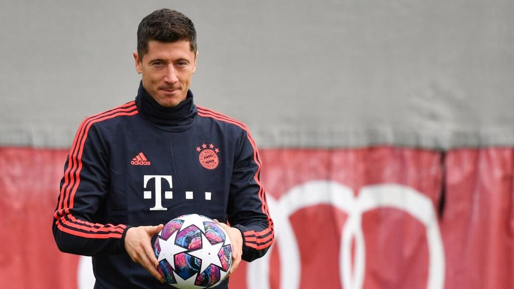 Robert Lewandowski and Bayern Munich take on Chelsea at Stamford Bridge on Tuesday night. Photograph: Philipp Guelland/EPA