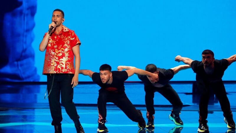 Italy’s Mahmood performs the song Soldi during the final of the 64th Eurovision Song Contest in Tel Aviv. Photograph: Jack Guez/AFP/Getty Images