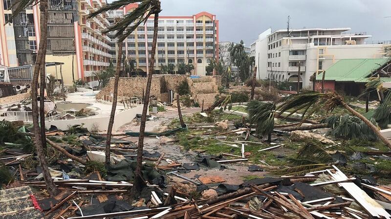 Some of the serious damage wreaked by Hurricane Irma in St Martin. Photograph: Jonathan Falwell/AP
