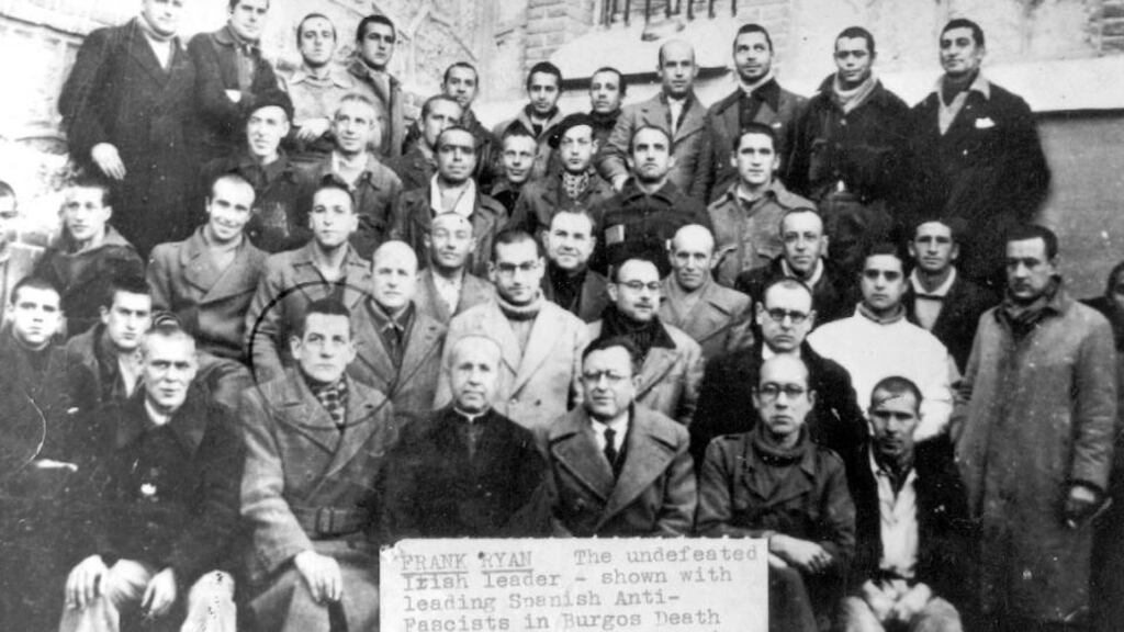 Frank ryan shown with Spanish anti-fascists in burgos death jail. Photograph: TG4