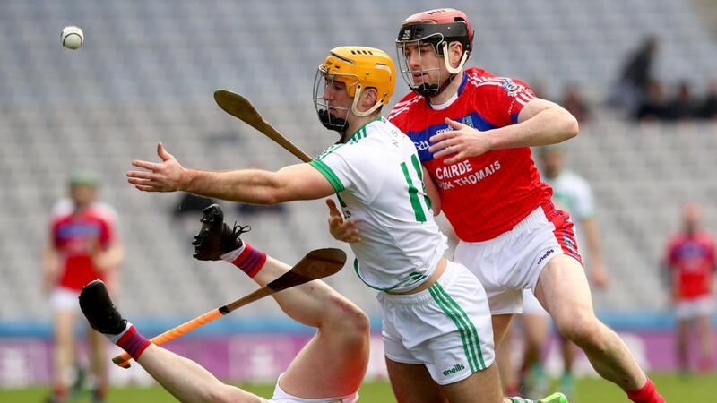 Colin Fennelly of Ballyhale Shamrocks in action against Shane Cooney and Cathal Burke of St Thomas’ during the AIB All-Ireland Senior Club Hurling Championship Final at Croke Park. Photograph: Tommy Dickson/Inpho