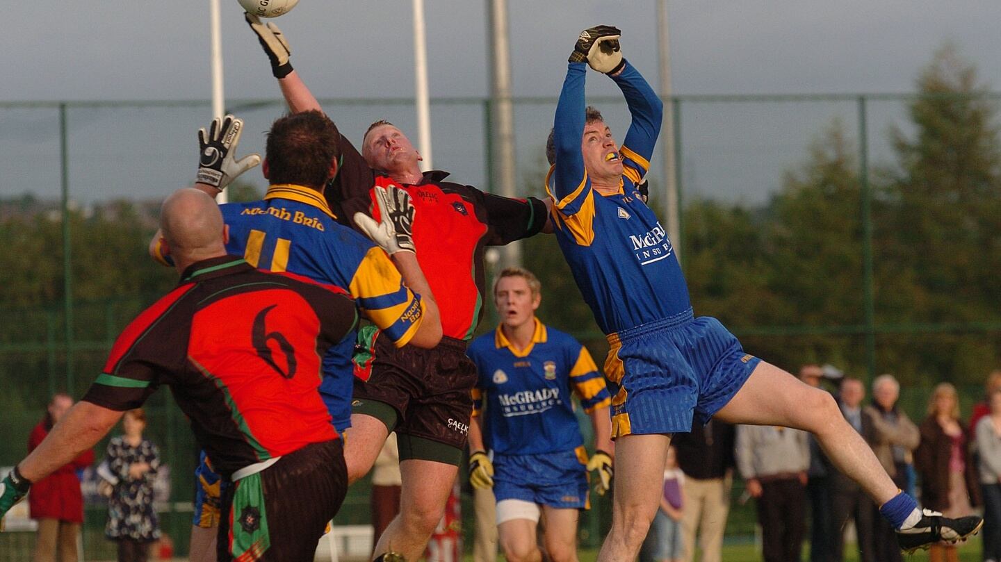 The 2006 game between the PSNI Gaelic football team, which Peadar Heffron captained, and St Brigid’s in Belfast. Photograph: Arthur Allison