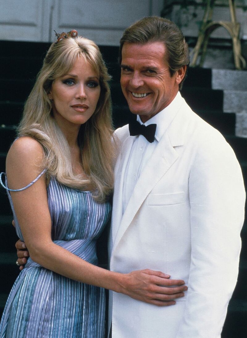 Tanya Roberts with Bond co-star Roger Moore in France in 1984. Photograph: Alexis Duclos/AP