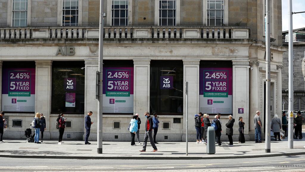 An AIB branch in Dublin’s city centre. AIB is one of four Irish banks seeking to launch a new digital payments service. Photograph: Jason Cairnduff/Reuters