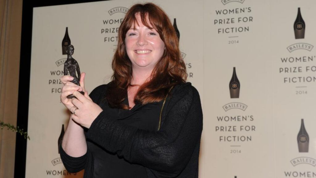 Eimear McBride celebrates winning the 2014 Baileys Women’s Prize for Fiction: “Pulling the skin of English over the bones of Irish, with all the resultant linguistic wonders and peculiarities, is what we do best. So any diminishment of our complex and singular approach to language strikes at the very soul of Irishness itself.” Photograph: Stuart C Wilson/Getty Images