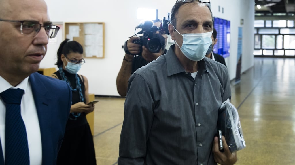 Shmuel Peleg, right, the maternal grandfather of Eitan Biran, said he will ‘continue to fight for Eitan’s right to grow up in Israel’ after a court ruled the boy must be returned to his family in Italy. Photograph: Amir Levy/Getty Images