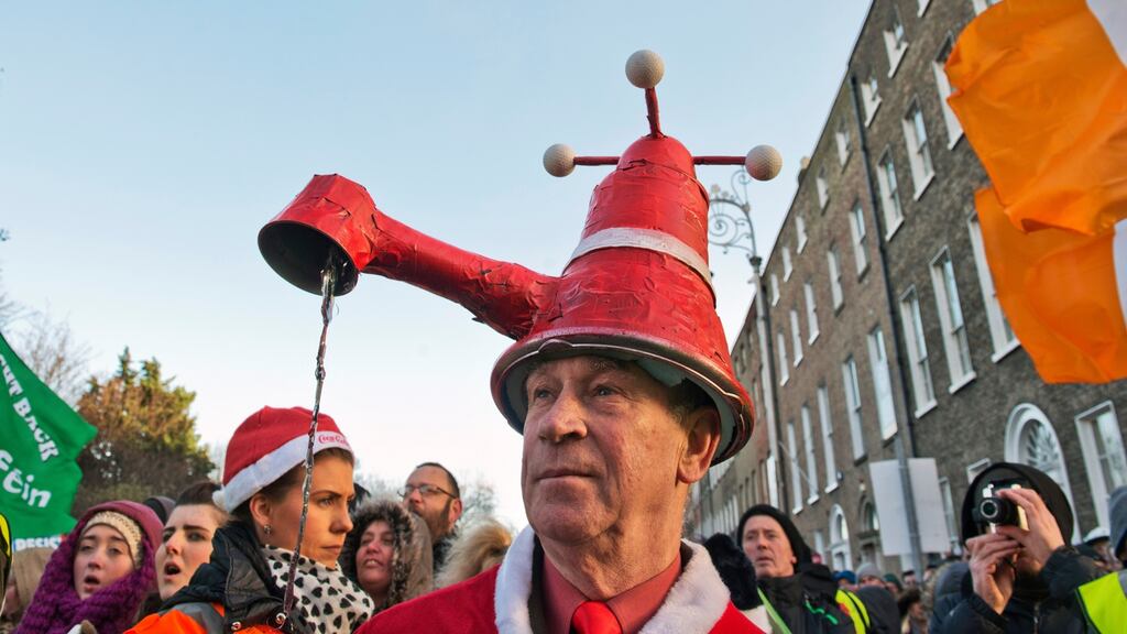 John Carter form Drogheda at an anti-water charges protest in Dublin in 2014. Photograph: Brenda Fitzsimons