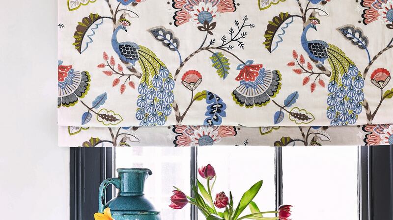 Jaipur peacock print, from Colefax & Fowler’s new Jane Churchill Azara range