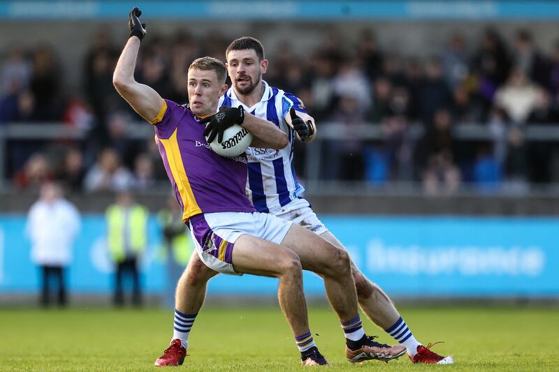 Kilmacud Crokes' Paul Mannion is challenged by Alex Gavin of Ballyboden St Enda's. Photograph: Ben Brady/Inpho