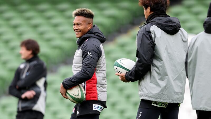 Kotaro Matsushima at the Japan Rugby Captain’s Run in the Aviva Stadium on Friday. Photograph: Dan Sheridan/Inpho