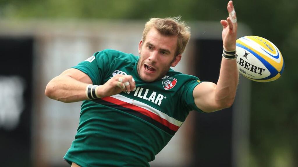 Leicester and England flanker Tom Croft during last Sunday’s Premiership game against Worcester, during which he suffered the knee injury which will keep him out for the rest of the season. Photograph: Mike Egerton/PA Wire