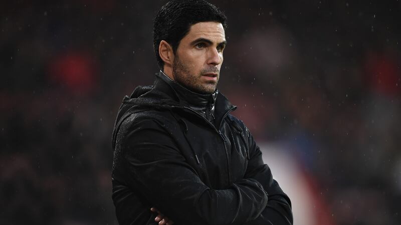 Mikel Arteta looks on during Arsenal’s Premier League match against AFC Bournemouth. Photograph: Harriet Lander/Copa/Getty