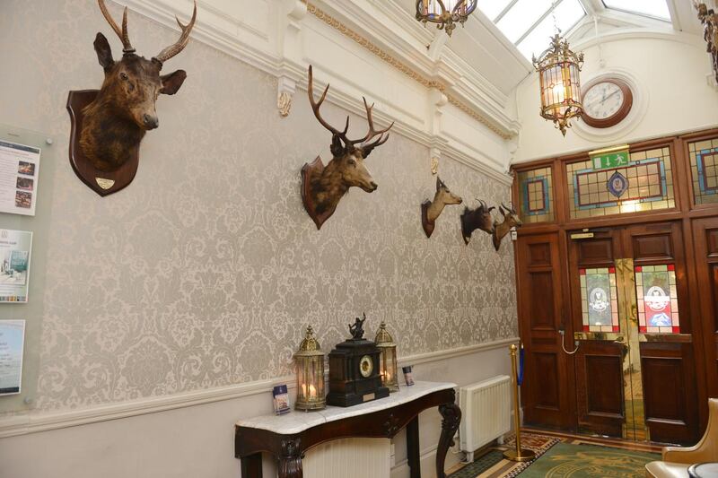 The entrance hall of the Stephen’s Green Hibernian Club, in Dublin. Photograph: Bryan O’Brien