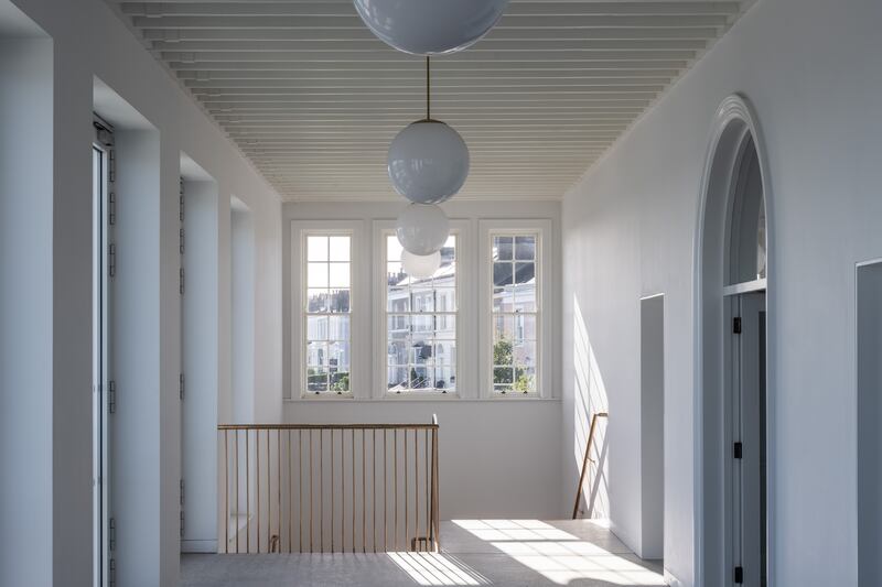 Inside the renovated pavilion building in the space that will be a cafe to open around spring 2023. Photograph: Ste Murray