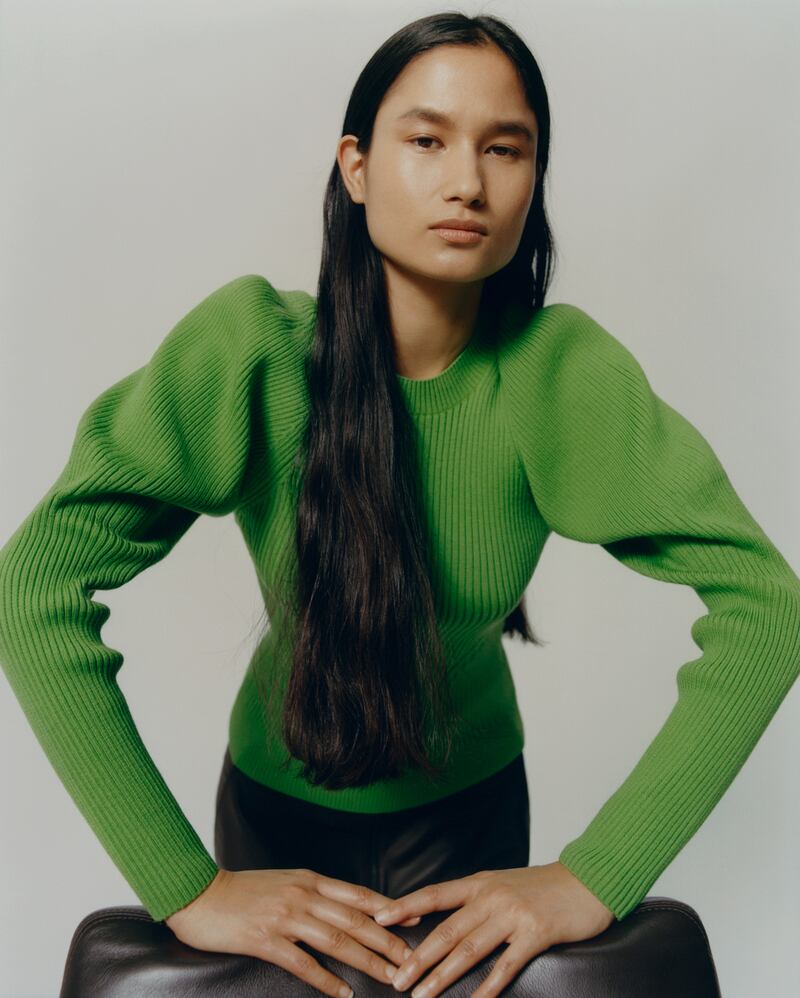 Puff sleeve green jumper, €89 from Cos