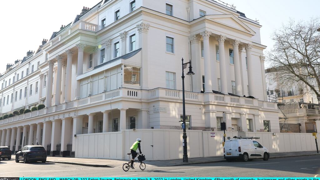 Eaton Square in Belgravia, London. Successive UK premiers have waved Russians with fortunes of dubious provenance into Belgravia and Highgate. Photograph: Hollie Adams/Getty Images