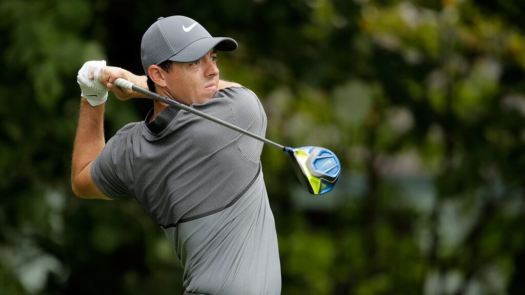 Rory McIlroy drives on the 12th hole during the second round of the BMW Championship at Crooked Stick Golf Club in Carmel, Indiana. Photograph: Andy Lyons/Getty Images