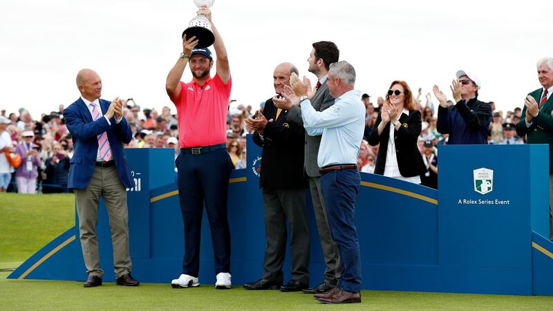 Jon Rahm won his second Irish Open title at Lahinch. Photo: Luke Walker/Getty Images