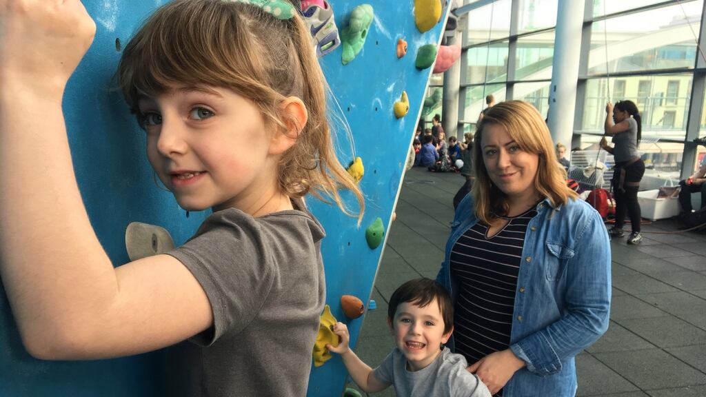 Learning curve: Carly Bailey, a student at Trinity College Dublin, with  daughter Lola (seven) and son Leon (five)