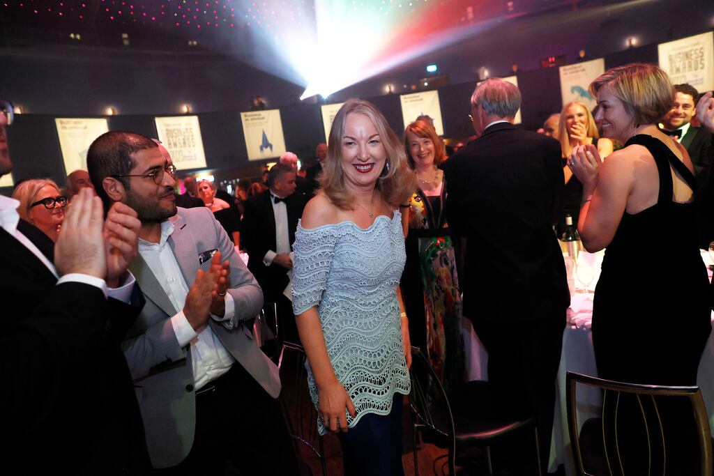 Distinguished Leader in Business award winner Siobhán Talbot at The Irish Times Business Awards in the Mansion House, Dublin, on Thursday night. Photograph: Julien Behal